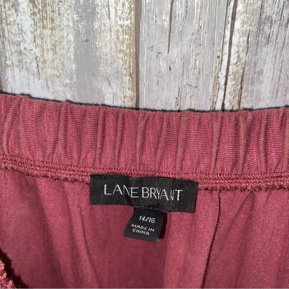 Lane Bryant Red Open Shoulder Long Lace Bottom Blouse - Picture 5 of 5